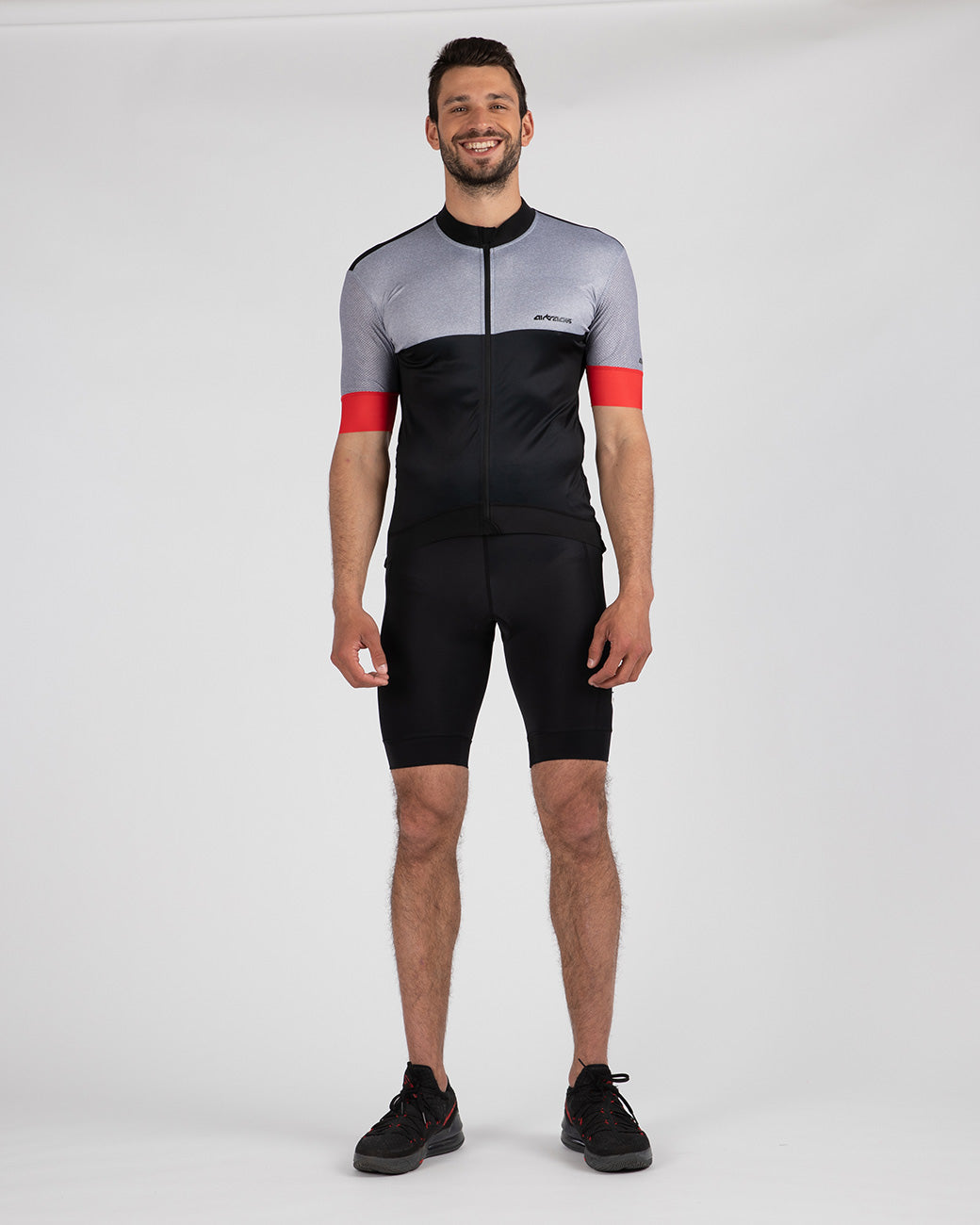 airtracks-pro-team-line-maillot-v-lo-homme-noir-gris-manches-courtes image 1