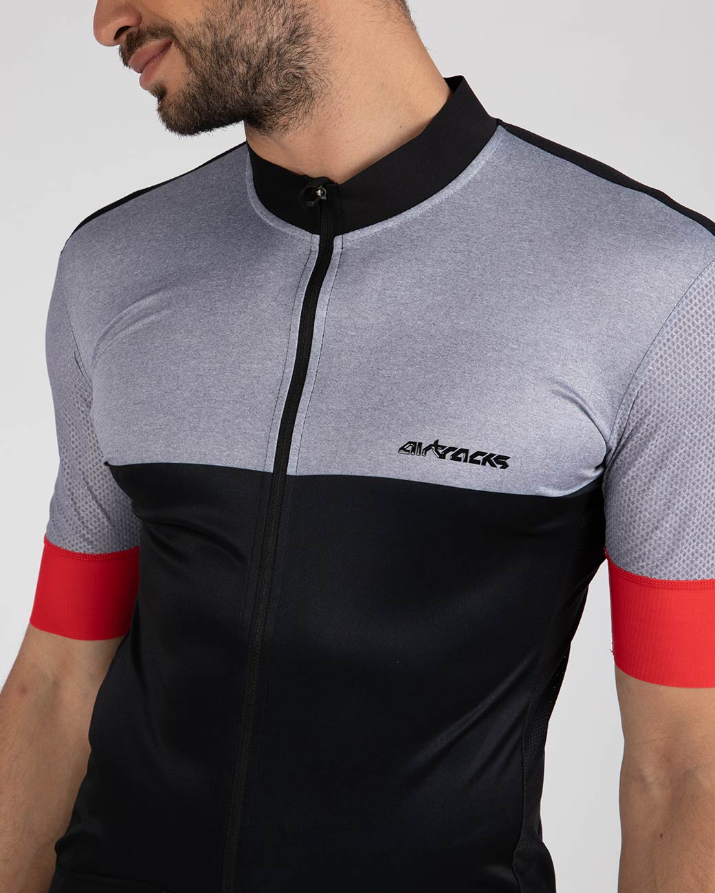 airtracks-pro-team-line-maillot-v-lo-homme-noir-gris-manches-courtes image 4
