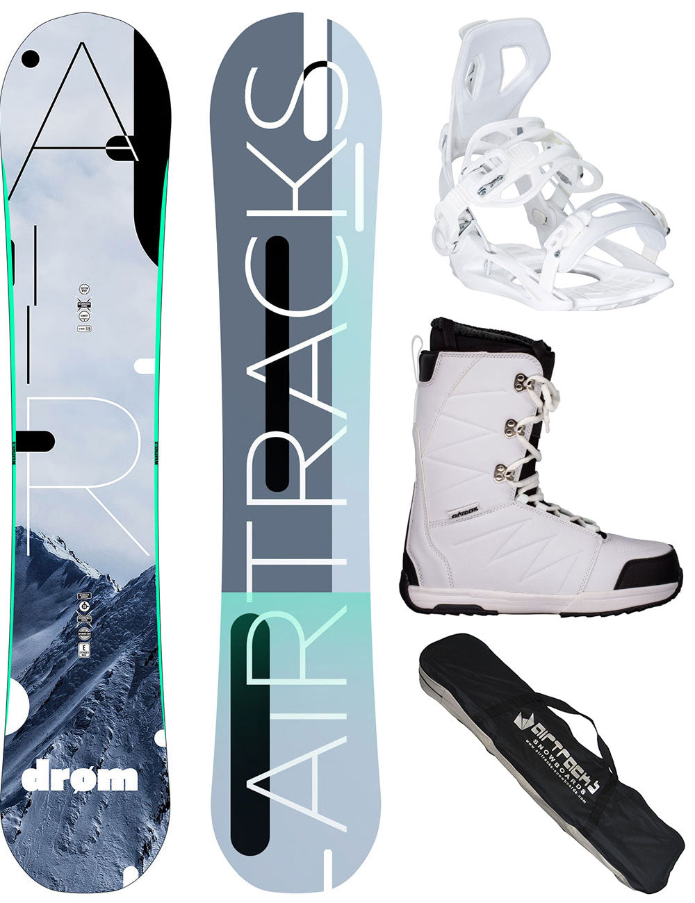 airtracks-drom-set-snowboard-femme-fixations-boots image 1