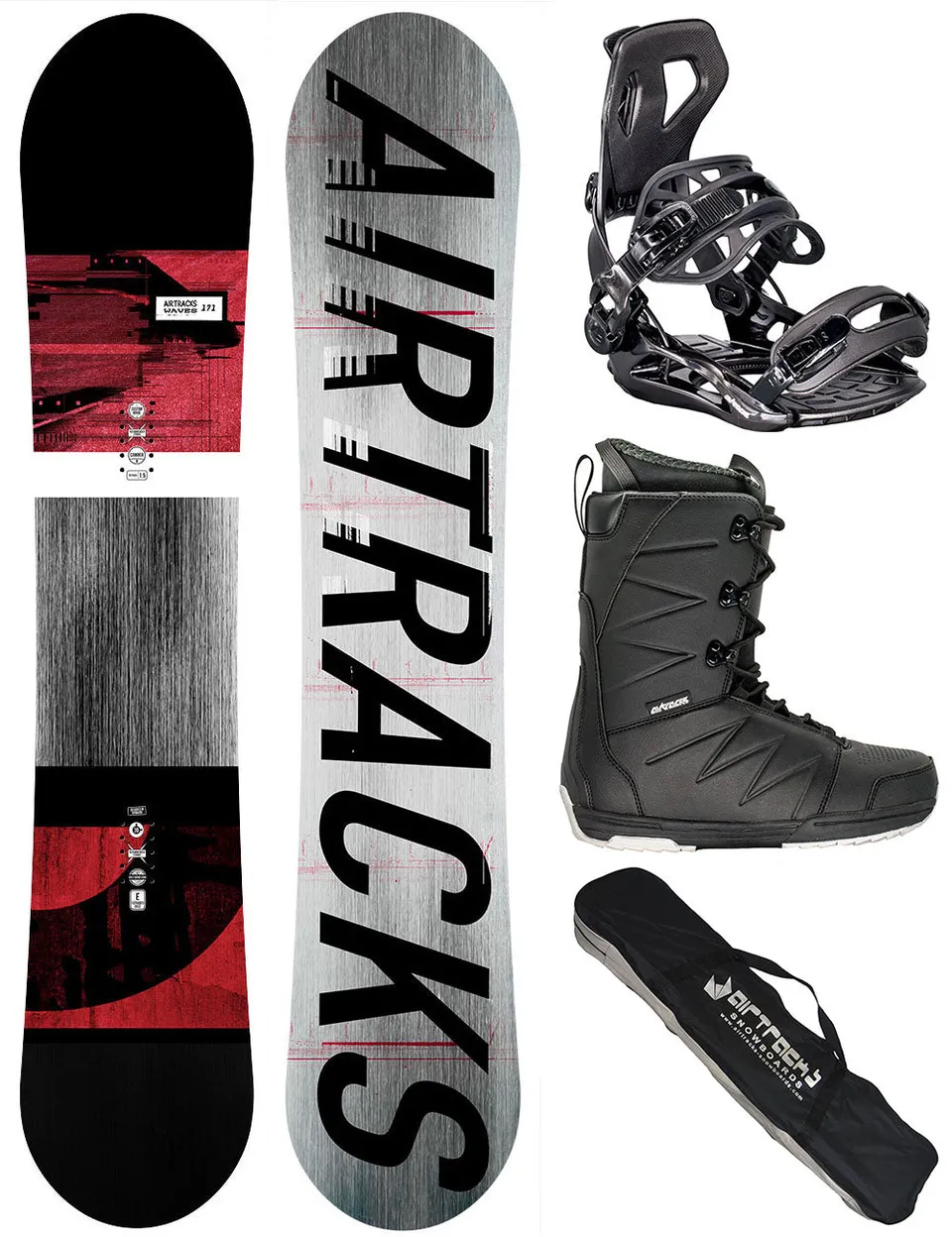airtracks-waves-set-snowboard-homme-159-boots-sac image 1