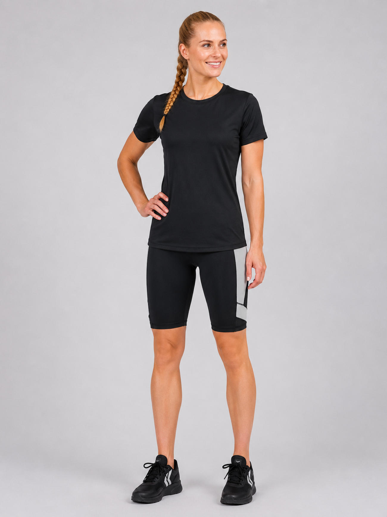 airtracks-short-running-femme-noir-gris-taille-haute-s image 1