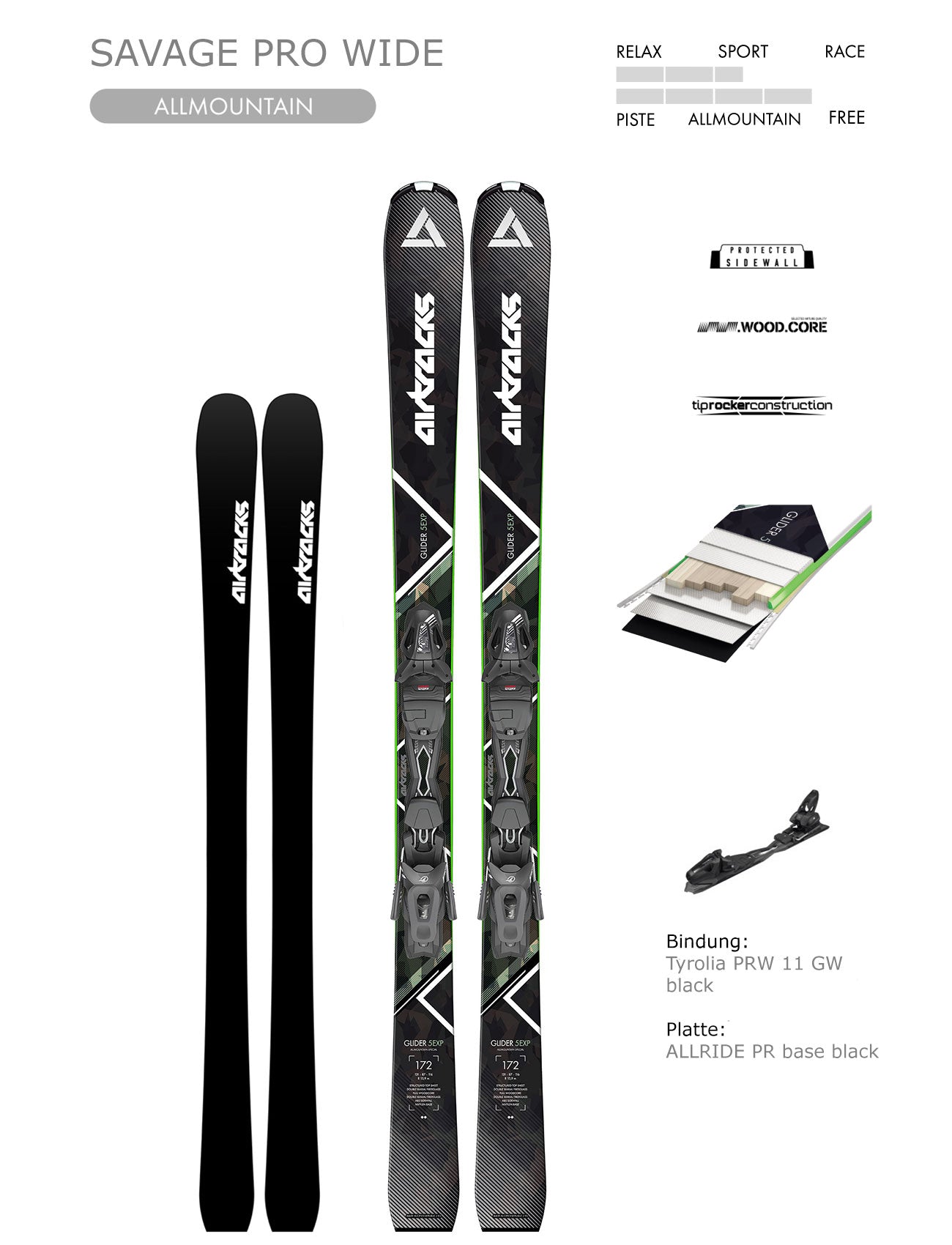 airtracks-savage-pro-wide-skis-freeride-172-fixations image 1