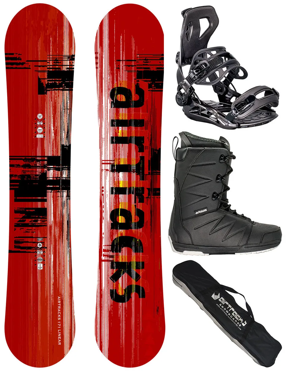 airtracks-linear-set-snowboard-homme-161-fixations-boots-star image 1