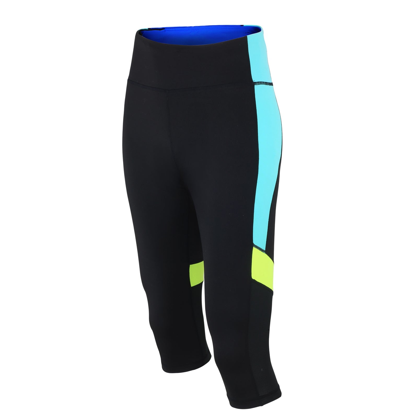 pantalon-course-femme-3-4-noir-rouge-n-on-taille-haute image 1