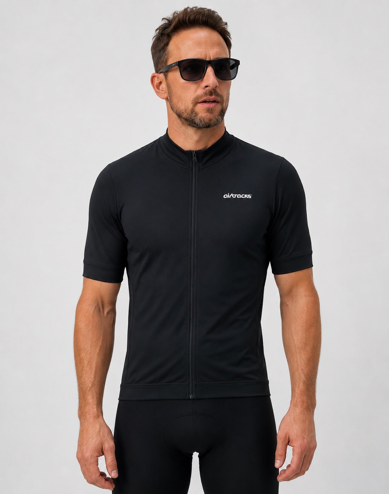airtracks-air-tech-ii-maillot-v-lo-homme-manches-courtes-noir-respirant image 1