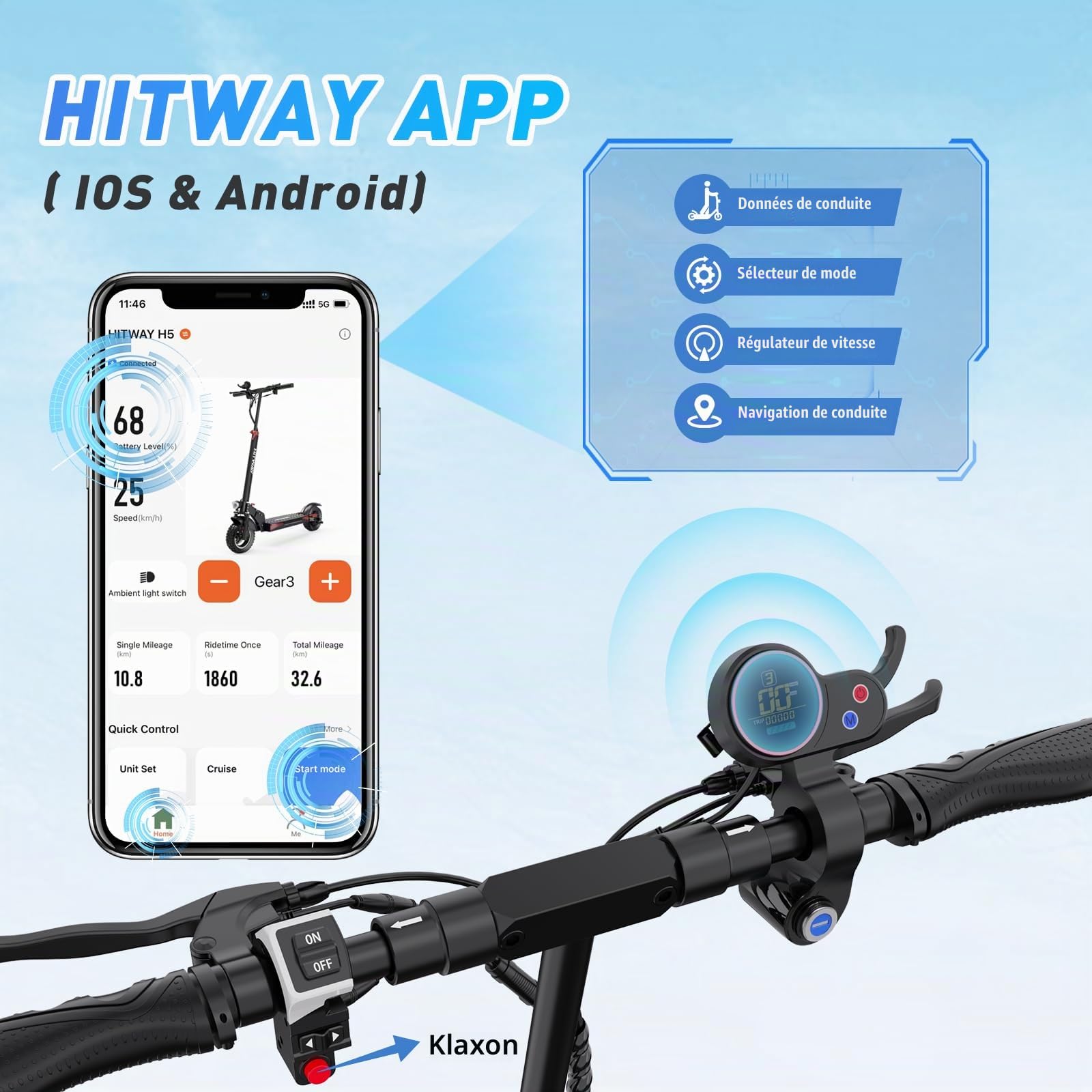 hitway-h5-pro-trottinette-lectrique-10-noir-800w-50-km image 3