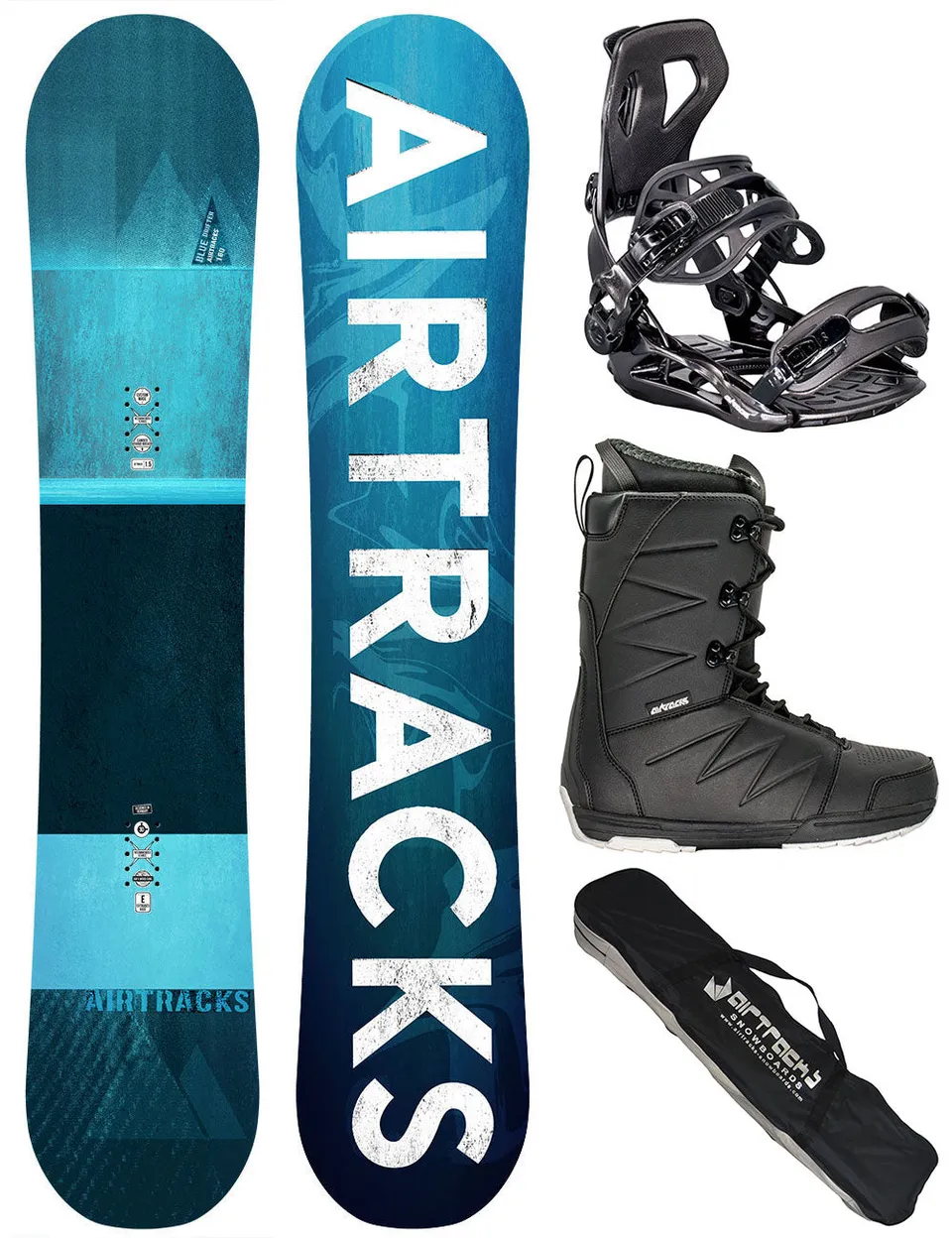 airtracks-blue-drifter-set-snowboard-homme-fixations-boots image 1