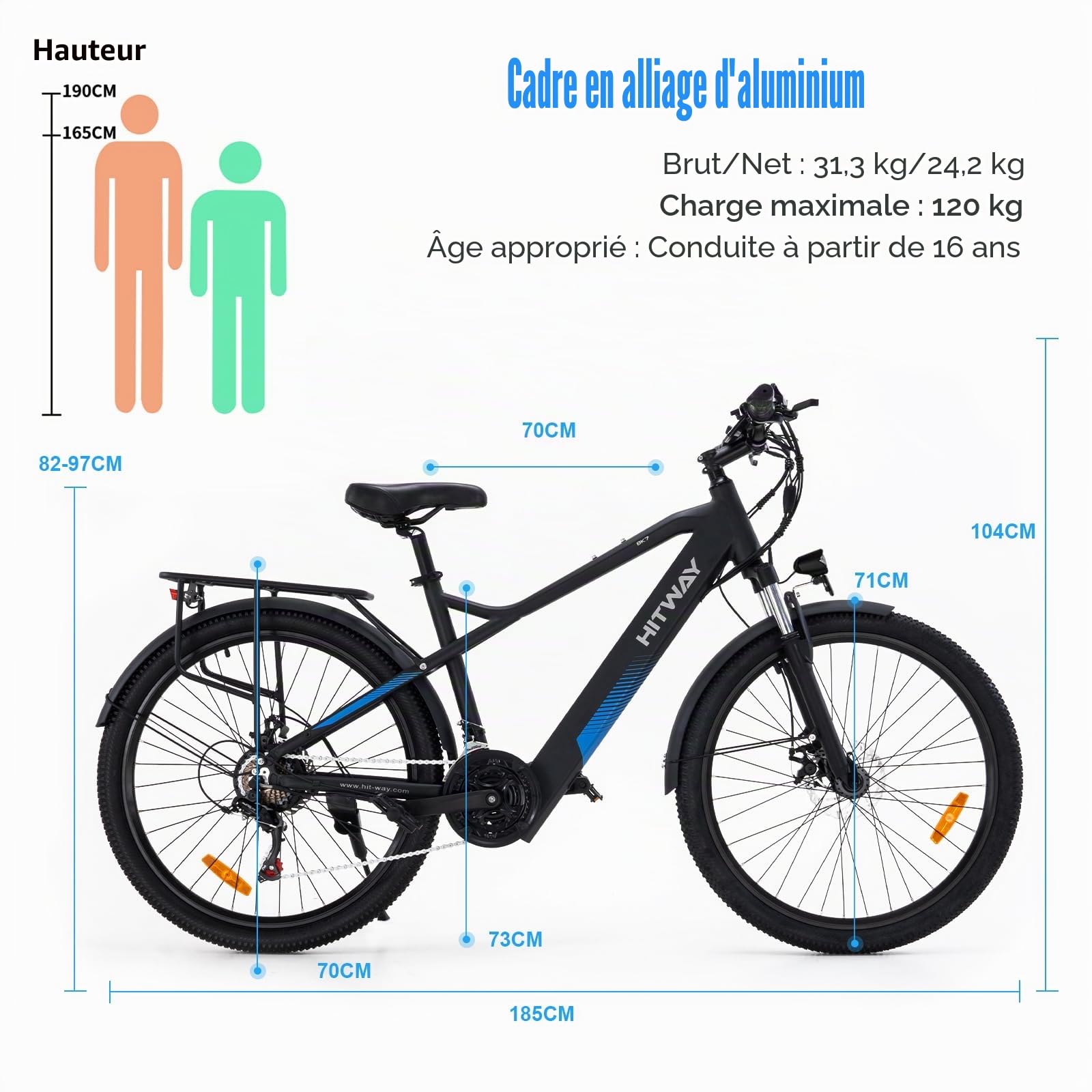 hitway-bk7-vtt-lectrique-26-36v-12ah-250w-noir-7-vitesses image 7
